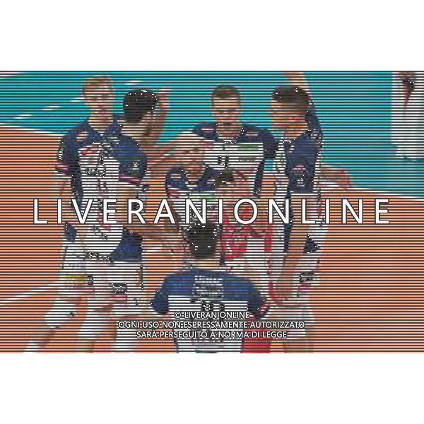 Esultanza ITAS Trentino durante la partita tra ITAS Trentino e Decospan VT Menen valido per il primo turno della CEV Champions league di volley maschile. Trento, Italia, 10 Novembre 2022 presso la BLM Group Arena. ©Roberto Tommasini / AGENZIA ALDO LIVERANI SAS