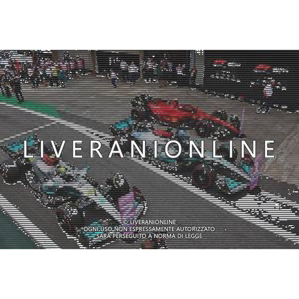Race winner George Russell (GBR) Mercedes AMG F1 W13, second placed Lewis Hamilton (GBR) Mercedes AMG F1 W13, and race winner Carlos Sainz Jr (ESP) Ferrari F1-75 in parc ferme. 13.11.2022. Formula 1 World Championship, Rd 21, Brazilian Grand Prix, Sao Paulo, Brazil, Race Day. - www.xpbimages.com, EMail: requests@xpbimages.com © Copyright: Coates / XPB Images / AGENZIA ALDO LIVERANI SAS - ITALY ONLY EDITORIAL USE ONLY