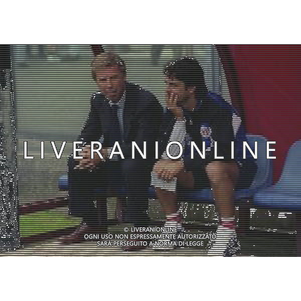 14-09-1997 COMO CAMPIONATO DI CALCIO SERIE C1 COMO-LUMEZZANE 1-1 NELLA FOTO ENRICO PREZIOSI PRESIDENTE COMO CALCIO CON L\'ALLENATORE MARIO BERETTA AG ALDO LIVERANI SAS