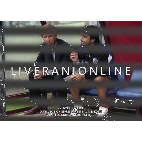 14-09-1997 COMO CAMPIONATO DI CALCIO SERIE C1 COMO-LUMEZZANE 1-1 NELLA FOTO ENRICO PREZIOSI PRESIDENTE COMO CALCIO CON L\'ALLENATORE MARIO BERETTA AG ALDO LIVERANI SAS