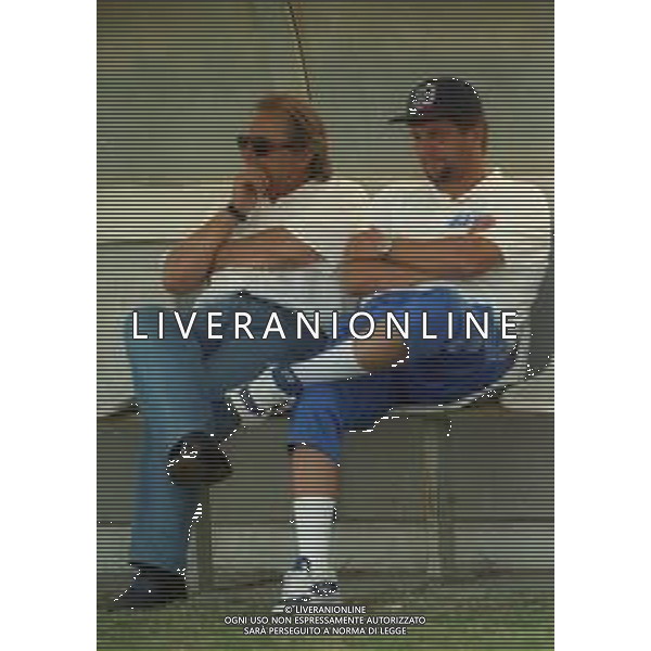 1998-1999 BRESCIA CALCIO NELLA FOTO GINO CORIONI PRESIDENTE BRESCIA CALCIO CON L\'ALLENATORE SILVIO BALDINI AG ALDO LIVERANI SAS