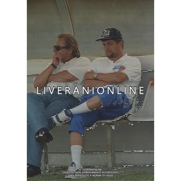 1998-1999 BRESCIA CALCIO NELLA FOTO GINO CORIONI PRESIDENTE BRESCIA CALCIO CON L\'ALLENATORE SILVIO BALDINI AG ALDO LIVERANI SAS