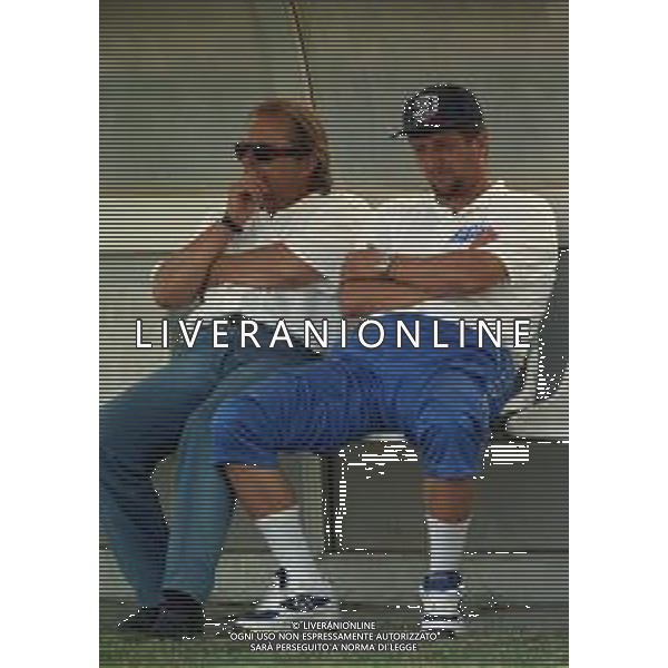 1998-1999 BRESCIA CALCIO NELLA FOTO GINO CORIONI PRESIDENTE BRESCIA CALCIO CON L\'ALLENATORE SILVIO BALDINI AG ALDO LIVERANI SAS
