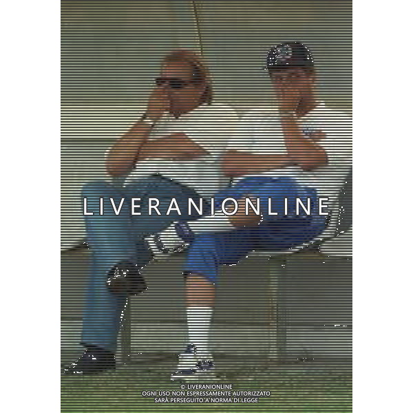 1998-1999 BRESCIA CALCIO NELLA FOTO GINO CORIONI PRESIDENTE BRESCIA CALCIO CON L\'ALLENATORE SILVIO BALDINI AG ALDO LIVERANI SAS