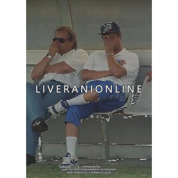 1998-1999 BRESCIA CALCIO NELLA FOTO GINO CORIONI PRESIDENTE BRESCIA CALCIO CON L\'ALLENATORE SILVIO BALDINI AG ALDO LIVERANI SAS