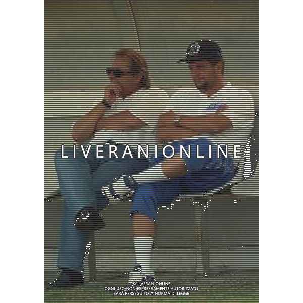 1998-1999 BRESCIA CALCIO NELLA FOTO GINO CORIONI PRESIDENTE BRESCIA CALCIO CON L\'ALLENATORE SILVIO BALDINI AG ALDO LIVERANI SAS