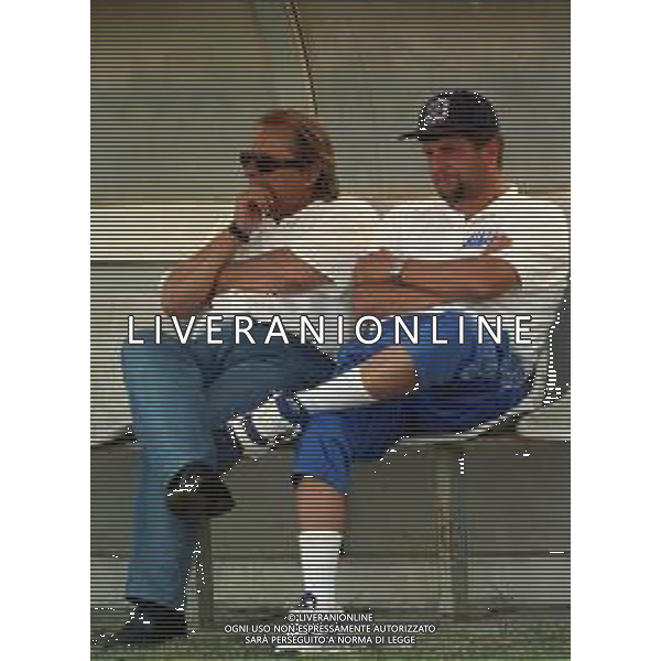 1998-1999 BRESCIA CALCIO NELLA FOTO GINO CORIONI PRESIDENTE BRESCIA CALCIO CON L\'ALLENATORE SILVIO BALDINI AG ALDO LIVERANI SAS