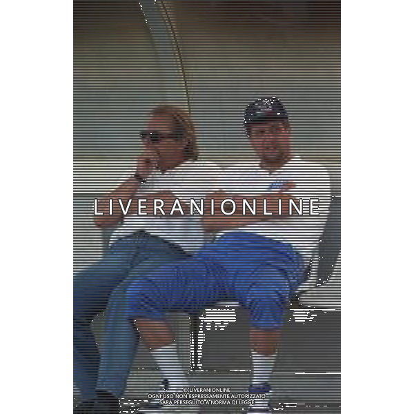 1998-1999 BRESCIA CALCIO NELLA FOTO GINO CORIONI PRESIDENTE BRESCIA CALCIO CON L\'ALLENATORE SILVIO BALDINI AG ALDO LIVERANI SAS