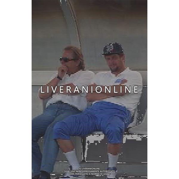 1998-1999 BRESCIA CALCIO NELLA FOTO GINO CORIONI PRESIDENTE BRESCIA CALCIO CON L\'ALLENATORE SILVIO BALDINI AG ALDO LIVERANI SAS