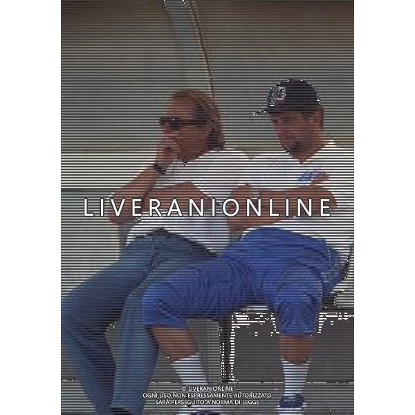 1998-1999 BRESCIA CALCIO NELLA FOTO GINO CORIONI PRESIDENTE BRESCIA CALCIO CON L\'ALLENATORE SILVIO BALDINI AG ALDO LIVERANI SAS