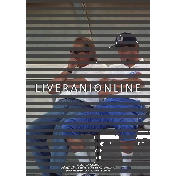 1998-1999 BRESCIA CALCIO NELLA FOTO GINO CORIONI PRESIDENTE BRESCIA CALCIO CON L\'ALLENATORE SILVIO BALDINI AG ALDO LIVERANI SAS