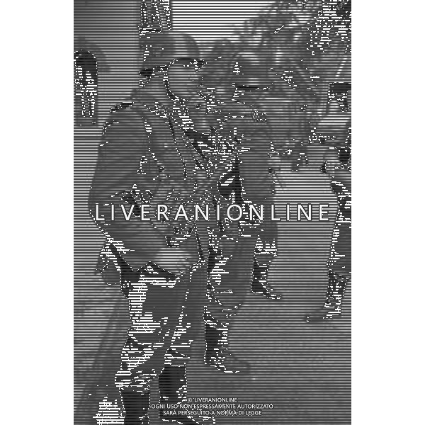 SET DEL FILM DOCUMENTARIO RAI \' IO E IL DUCE\' DIRETTO DAL REGISTA ALBERTO NEGRIN NEL 1984 NELLA FOTO LE RIPRESE AG ALDO LIVERANI SAS