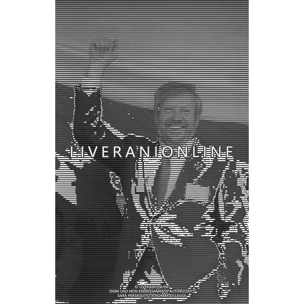 RETROSPETTIVA MORETTI LUIGI POLITICO LEGA NORD NELLA FOTO LUIGI MORETTI A PONTIDA NELL\'ANNO 1994 AG ALDO LIVERANI SAS