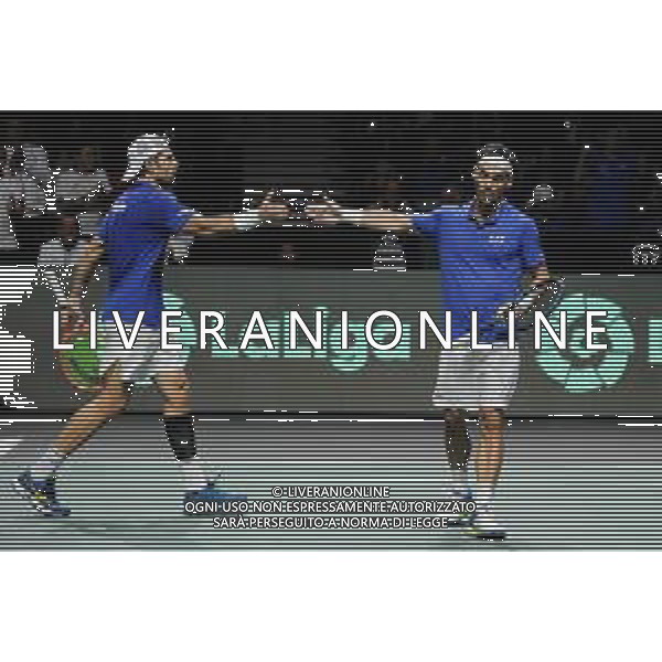 MALAGA, Spagna 24 Novembre Simone Bolelli e Fabio Fognini durante i quarti di finale di Davis Cup by Rakuten Finals 2022 al Palacio de los Deportes Jose Maria Martin Carpena di Malaga ©Andrea Rosito / AGENZIA ALDO LIVERANI SAS