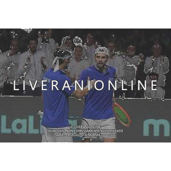 MALAGA, Spagna 24 Novembre Simone Bolelli e Fabio Fognini durante i quarti di finale di Davis Cup by Rakuten Finals 2022 al Palacio de los Deportes Jose Maria Martin Carpena di Malaga ©Andrea Rosito / AGENZIA ALDO LIVERANI SAS