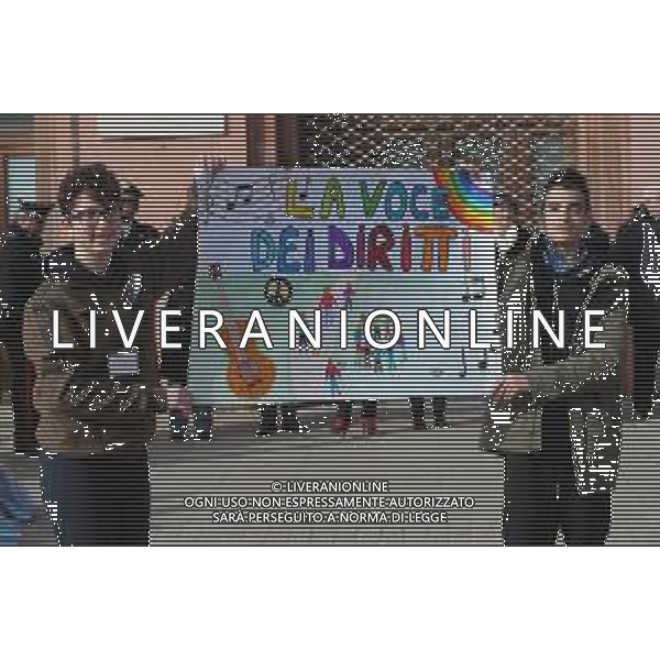 IMOLA 25 11 2022 PIAZZA MATTEOTTI GIORNATA DEL DIRITTO DELL\'INFANZIA NELLA FOTO DISEGNI DEI RAGAZZI ©SANNA / AGENZIA ALDO LIVERANI SAS