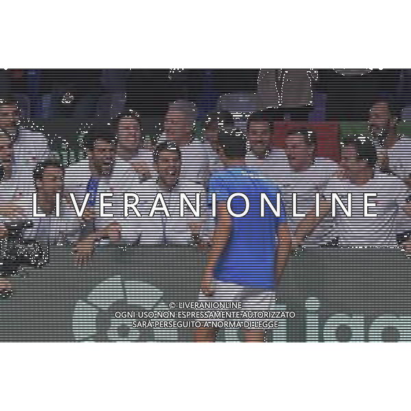 MALAGA, SPAIN - NOVEMBER 26 : Lorenzo Sonego, Fabio Fognini, Simone Bolelli e Matteo Berrettini during the Davis Cup by Rakuten Finals 2022 semi-finals match between Italy and Canada at Palacio de los Deportes Jose Maria Martin Carpena on November 24, 2022 in Malaga, Spain ©Andrea Rosito / AGENZIA ALDO LIVERANI SAS