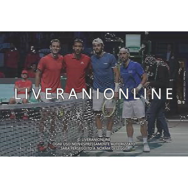 MALAGA, Spagna 26 Novembre 2022 Fognini e Berrettini durante la semifinale di finale di Davis Cup by Rakuten Finals 2022 al Palacio de los Deportes Jose Maria Martin Carpena di Malaga ©Andrea Rosito / AGENZIA AGENZIA ALDO LIVERANI SAS