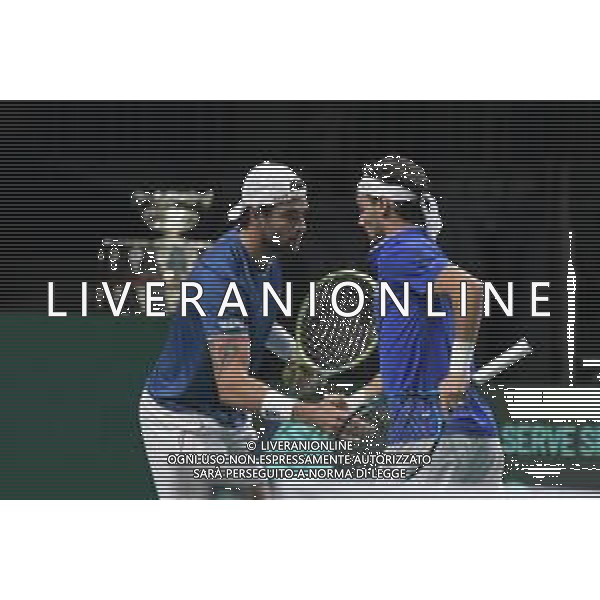 MALAGA, Spagna 26 Novembre 2022 Fognini e Berrettini durante la semifinale di finale di Davis Cup by Rakuten Finals 2022 al Palacio de los Deportes Jose Maria Martin Carpena di Malaga ©Andrea Rosito / AGENZIA AGENZIA ALDO LIVERANI SAS