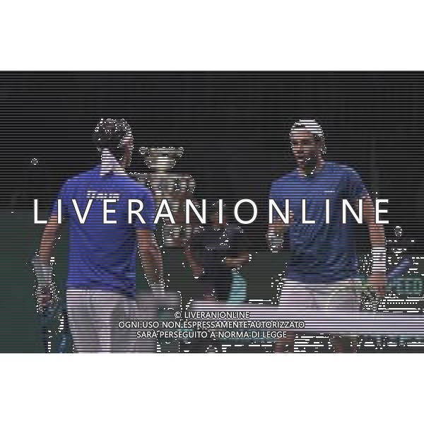 MALAGA, Spagna 26 Novembre 2022 Berrettini e Fognini durante la semifinale di finale di Davis Cup by Rakuten Finals 2022 al Palacio de los Deportes Jose Maria Martin Carpena di Malaga ©Andrea Rosito / AGENZIA AGENZIA ALDO LIVERANI SAS