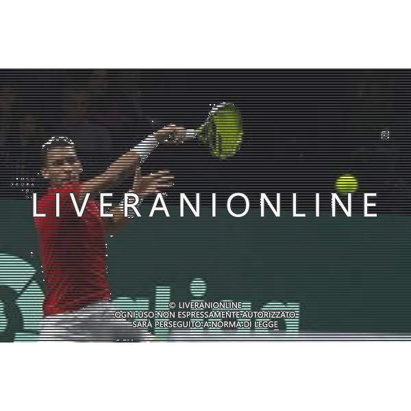 MALAGA, SPAIN - NOVEMBER 27 : Felix Auger-Aliassime during the Davis Cup by Rakuten Finals 2022 finals match between Australia and Canada at Palacio de los Deportes Jose Maria Martin Carpena on November 27, 2022 in Malaga, Spain ©Andrea Rosito / AGENZIA ALDO LIVERANI SAS