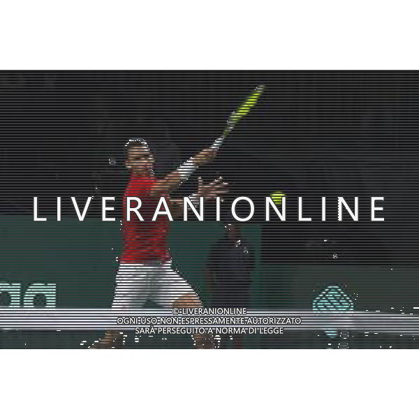 MALAGA, SPAIN - NOVEMBER 27 : Felix Auger-Aliassime during the Davis Cup by Rakuten Finals 2022 finals match between Australia and Canada at Palacio de los Deportes Jose Maria Martin Carpena on November 27, 2022 in Malaga, Spain ©Andrea Rosito / AGENZIA ALDO LIVERANI SAS