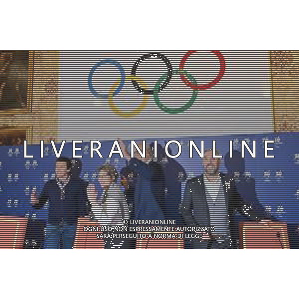 TVRG Conferenza stampa CIO e Milano Cortina 2026 nella foto da SX Christophe Dubi, Sari Essayah, Giovanni Malago\' e Andrea Varnier Milano 14-12-2022 Conferenza stampa presso la Sala dell\'Orologio di Palazzo Marino con alcuni rappresentanti del CIO Comitato Olimpico Internazionale e del comitato organizzatore dei Giochi Olimpici e Paralimpici di Milano Cortina 2026 foto Roberto Garavaglia/ag. Aldo Liverani sas/ AGENZIA ALDO LIVERANI SAS