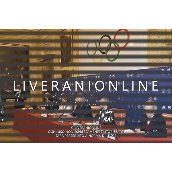 TVRG Conferenza stampa CIO e Milano Cortina 2026 nella foto un momento della conferenza stampa Milano 14-12-2022 Conferenza stampa presso la Sala dell\'Orologio di Palazzo Marino con alcuni rappresentanti del CIO Comitato Olimpico Internazionale e del comitato organizzatore dei Giochi Olimpici e Paralimpici di Milano Cortina 2026 foto Roberto Garavaglia/ag. Aldo Liverani sas/ AGENZIA ALDO LIVERANI SAS