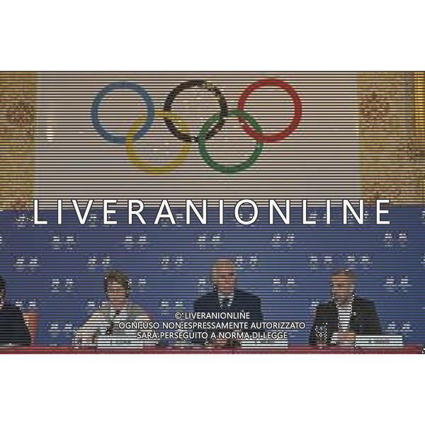 TVRG Conferenza stampa CIO e Milano Cortina 2026 nella foto da SX Sari Essayah, Giovanni Malago\' e Andrea Varnier Milano 14-12-2022 Conferenza stampa presso la Sala dell\'Orologio di Palazzo Marino con alcuni rappresentanti del CIO Comitato Olimpico Internazionale e del comitato organizzatore dei Giochi Olimpici e Paralimpici di Milano Cortina 2026 foto Roberto Garavaglia/ag. Aldo Liverani sas/ AGENZIA ALDO LIVERANI SAS