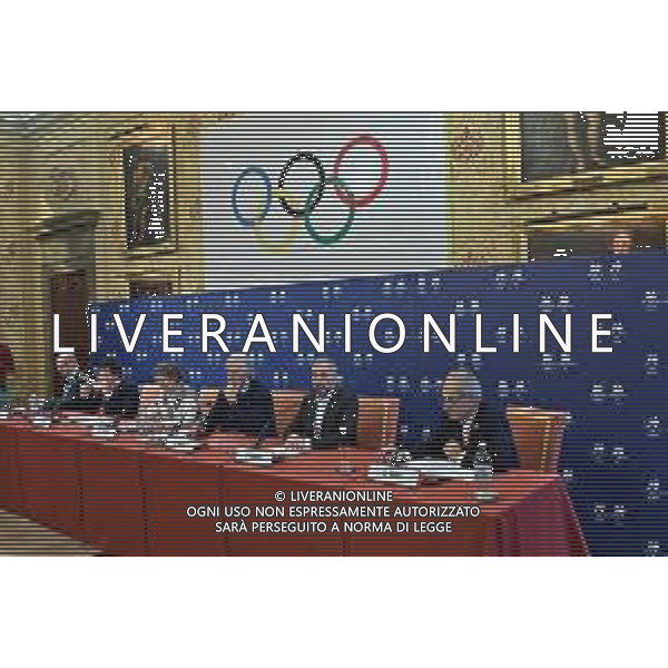 TVRG Conferenza stampa CIO e Milano Cortina 2026 nella foto un momento della conferenza stampa Milano 14-12-2022 Conferenza stampa presso la Sala dell\'Orologio di Palazzo Marino con alcuni rappresentanti del CIO Comitato Olimpico Internazionale e del comitato organizzatore dei Giochi Olimpici e Paralimpici di Milano Cortina 2026 foto Roberto Garavaglia/ag. Aldo Liverani sas/ AGENZIA ALDO LIVERANI SAS