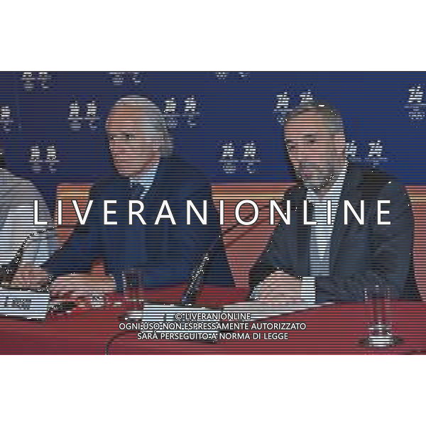 TVRG Conferenza stampa CIO e Milano Cortina 2026 nella foto Giovanni Malago’ SX presidente CONI e Andrea Varnier DX amministratore delegato della Fondazione Milano Cortina 2026 Milano 14-12-2022 Conferenza stampa presso la Sala dell\'Orologio di Palazzo Marino con alcuni rappresentanti del CIO Comitato Olimpico Internazionale e del comitato organizzatore dei Giochi Olimpici e Paralimpici di Milano Cortina 2026 foto Roberto Garavaglia/ag. Aldo Liverani sas/ AGENZIA ALDO LIVERANI SAS