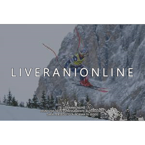 Travis Ganong (USA) durante la discesa libera di Coppa del Mondo di sci, 15 Dicembre 2022, Val Gardena, Bolzano, Italia. ©Tommasini RobertoAG ALDO LIVERANI SAS