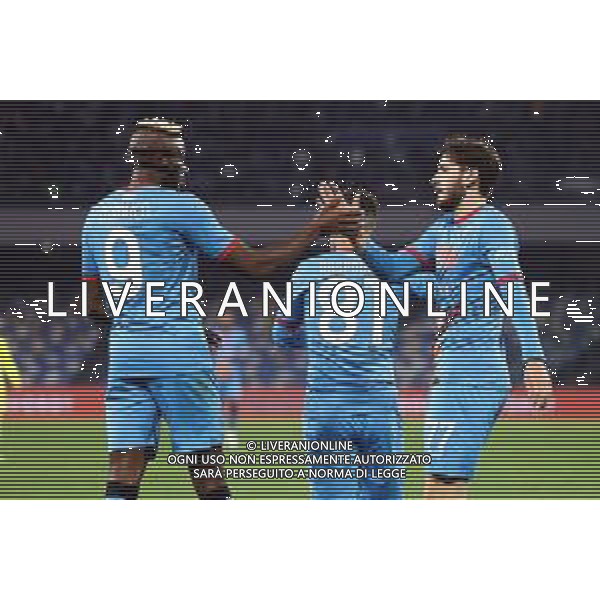 NAPOLI - VILLAREAL PARTITA AMICHEVOLE 17.12.2022 NELLA FOTO esultanza dopo gol Victor Osimhen con Khvicha Kvaratskhelia ©MOSCA / AGENZIA ALDO LIVERANI SAS