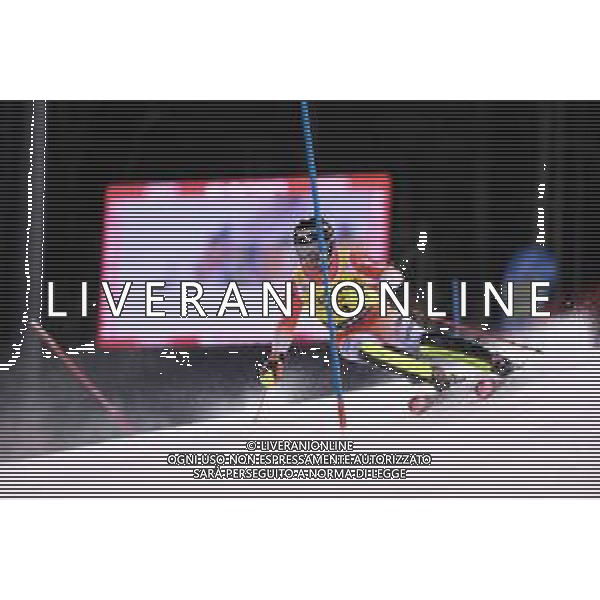 Loic Meillard (SUI) durante lo slalom speciale di Coppa del Mondo di sci, 22 Dicembre 2022, Madonna di Campiglio, Trento, Italia. ©Roberto Tommasini / AGENZIA ALDO LIVERANI SAS