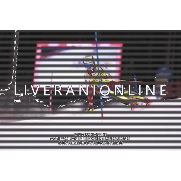 Manuel Feller (AUT) durante lo slalom speciale di Coppa del Mondo di sci, 22 Dicembre 2022, Madonna di Campiglio, Trento, Italia. ©Roberto Tommasini / AGENZIA ALDO LIVERANI SAS