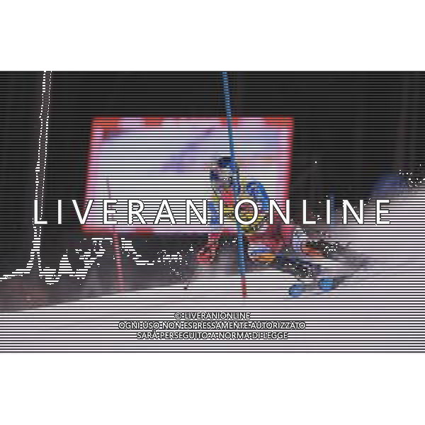 Clement Noel (FRA) durante lo slalom speciale di Coppa del Mondo di sci, 22 Dicembre 2022, Madonna di Campiglio, Trento, Italia. ©Roberto Tommasini / AGENZIA ALDO LIVERANI SAS