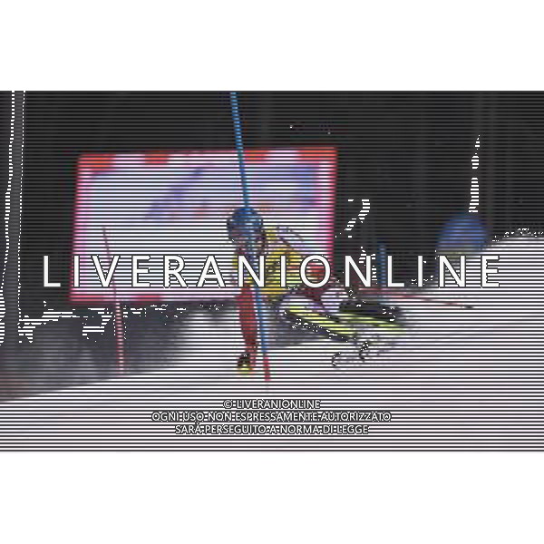 Johannes Strolz (AUT) durante lo slalom speciale di Coppa del Mondo di sci, 22 Dicembre 2022, Madonna di Campiglio, Trento, Italia. ©Roberto Tommasini / AGENZIA ALDO LIVERANI SAS