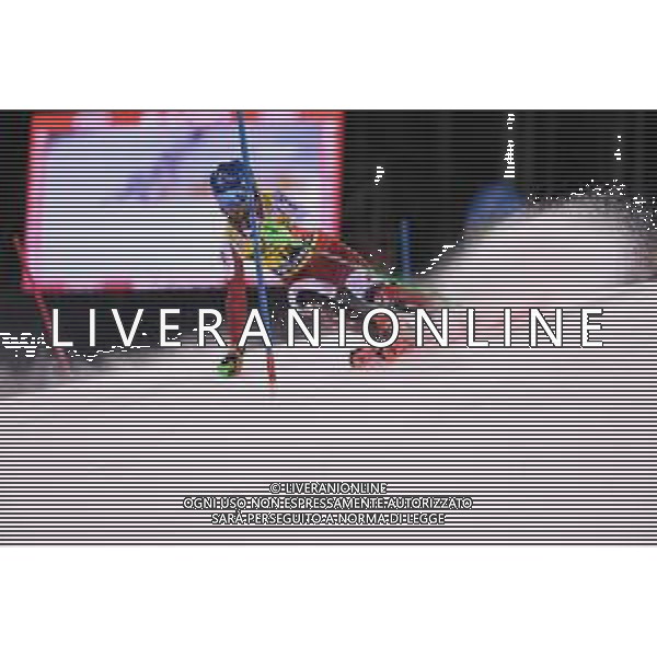 Marco Schwarz (AUT) durante lo slalom speciale di Coppa del Mondo di sci, 22 Dicembre 2022, Madonna di Campiglio, Trento, Italia. ©Roberto Tommasini / AGENZIA ALDO LIVERANI SAS