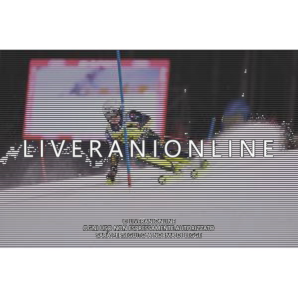 Kristoffer Jakobsen (SWE) durante lo slalom speciale di Coppa del Mondo di sci, 22 Dicembre 2022, Madonna di Campiglio, Trento, Italia. ©Roberto Tommasini / AGENZIA ALDO LIVERANI SAS