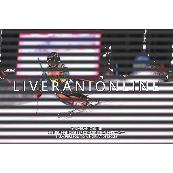 Albert Popov (BUL) durante lo slalom speciale di Coppa del Mondo di sci, 22 Dicembre 2022, Madonna di Campiglio, Trento, Italia. ©Roberto Tommasini / AGENZIA ALDO LIVERANI SAS