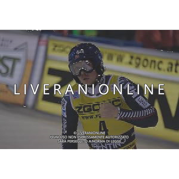 Esultanza di Henrik Kristoffersen (NOR) dopo il traguardo durante lo slalom speciale di Coppa del Mondo di sci, 22 Dicembre 2022, Madonna di Campiglio, Trento, Italia. ©Roberto Tommasini / AGENZIA ALDO LIVERANI SAS