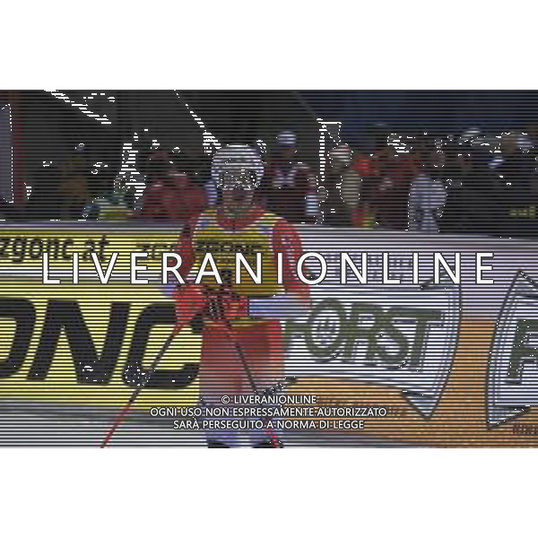 Esultanza di Daniel Yule (SUI) all’arrivo durante lo slalom speciale di Coppa del Mondo di sci, 22 Dicembre 2022, Madonna di Campiglio, Trento, Italia. ©Roberto Tommasini / AGENZIA ALDO LIVERANI SAS