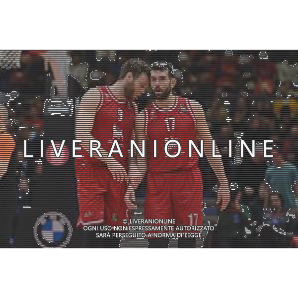 TVRG Nicolo\' Melli (Olimpia Milano) e Gianpaolo Ricci (Olimpia Milano) EA7 Emporio Armani Milano vs Monaco Assago (MI) 23-12-2022 Mediolanum Forum Turkish Airlines Euroleague 15a giornata regular season foto Roberto Garavaglia/ag. Aldo Liverani sas / AGENZIA ALDO LIVERANI SAS