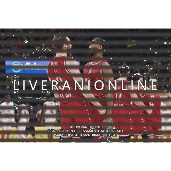TVRG esultanza Nicolo\' Melli (Olimpia Milano) e Brandon Davies (Olimpia Milano) EA7 Emporio Armani Milano vs Monaco Assago (MI) 23-12-2022 Mediolanum Forum Turkish Airlines Euroleague 15a giornata regular season foto Roberto Garavaglia/ag. Aldo Liverani sas / AGENZIA ALDO LIVERANI SAS