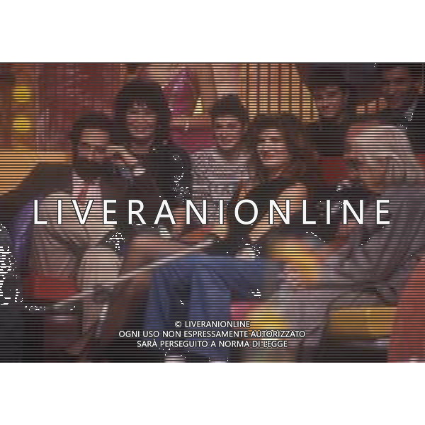 RETROSPETTIVA PAOLO VILLAGGIO ATTORE NELLA FOTO PAOLO VILLAGGIO NELL\'ANNO 1987 A MILANO NEGLI STUDI DI ODEON TV TRASMISSIONE TELEVISIVA“VILLAGGIO PARTY “  AG ALDO LIVERANI SAS 