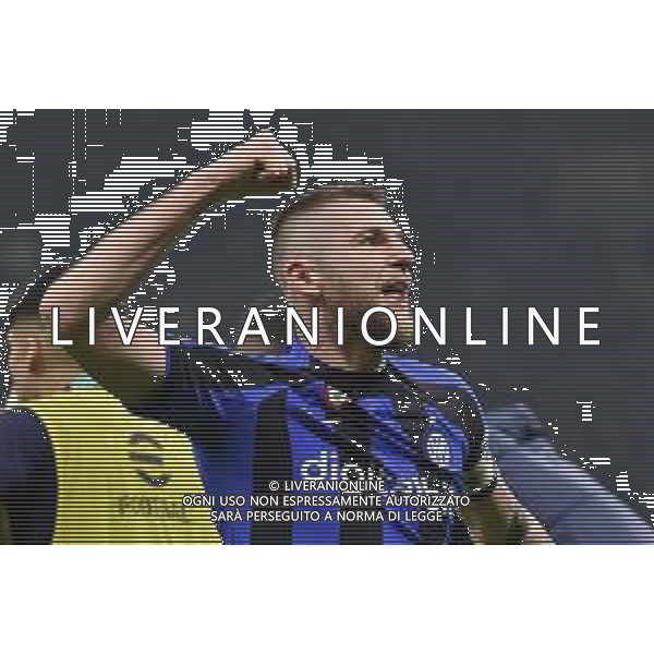 Milan Skriniar (Inter) esulta dopo il gol dell\'1 a 0 di Edin Dzeko (Inter) Inter vs Napoli Milano 04-01-2023 Stadio Giuseppe Meazza - San Siro Campionato Serie A TIM - 16a giornata foto Roberto Garavaglia/ag. Aldo Liverani sas