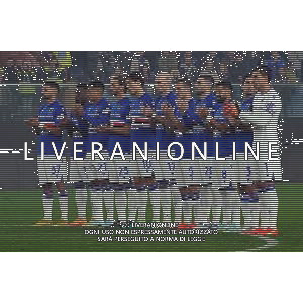 SAMPDORIA vs NAPOLI 17a giornata Campionato Calcio Serie A TIM 08.01.2023 Nella foto: minuto di silenzio per la morte di gianluca vialli - formazione Sampdoria ©MOSCA / AGENZIA ALDO LIVERANI SAS