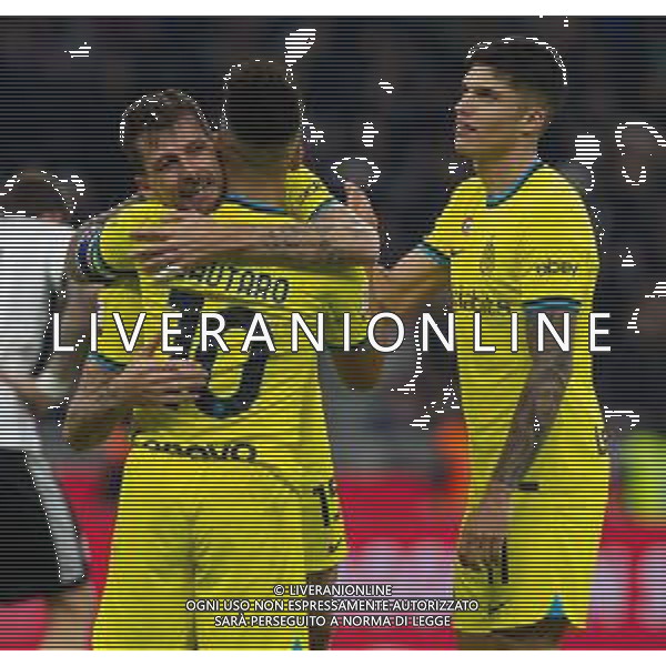 ESULTANZA DOPOGOL FRANCESCO ACERBI CON LAUTARO MARTINEZ E JOAQUIN CORREA - Inter vs Parma Ottavi di Finale Coppa Italia Frecciarossa 10-01-2023 ©Giampietri Paolo / AGENZIA ALDO LIVERANI SAS
