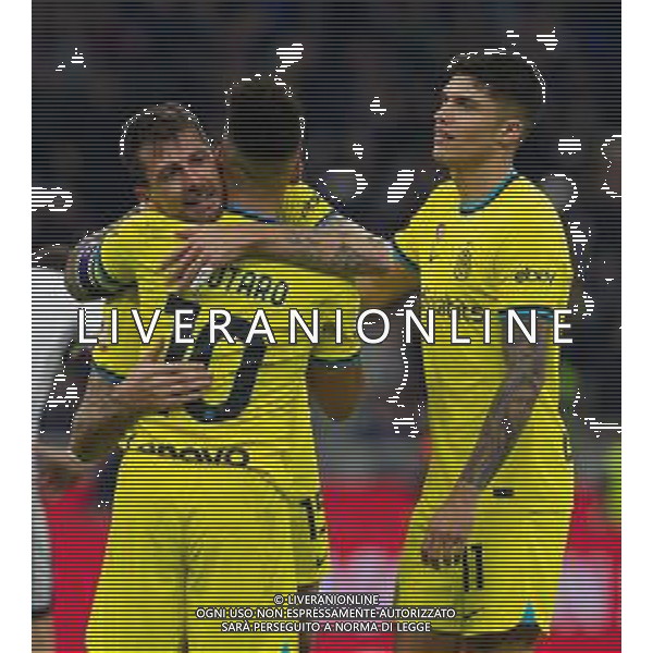 ESULTANZA DOPOGOL FRANCESCO ACERBI CON LAUTARO MARTINEZ E JOAQUIN CORREA - Inter vs Parma Ottavi di Finale Coppa Italia Frecciarossa 10-01-2023 ©Giampietri Paolo / AGENZIA ALDO LIVERANI SAS