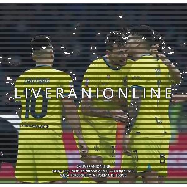 ESULTANZA DOPOGOL FRANCESCO ACERBI CON LAUTARO MARTINEZ E JOAQUIN CORREA - Inter vs Parma Ottavi di Finale Coppa Italia Frecciarossa 10-01-2023 ©Giampietri Paolo / AGENZIA ALDO LIVERANI SAS